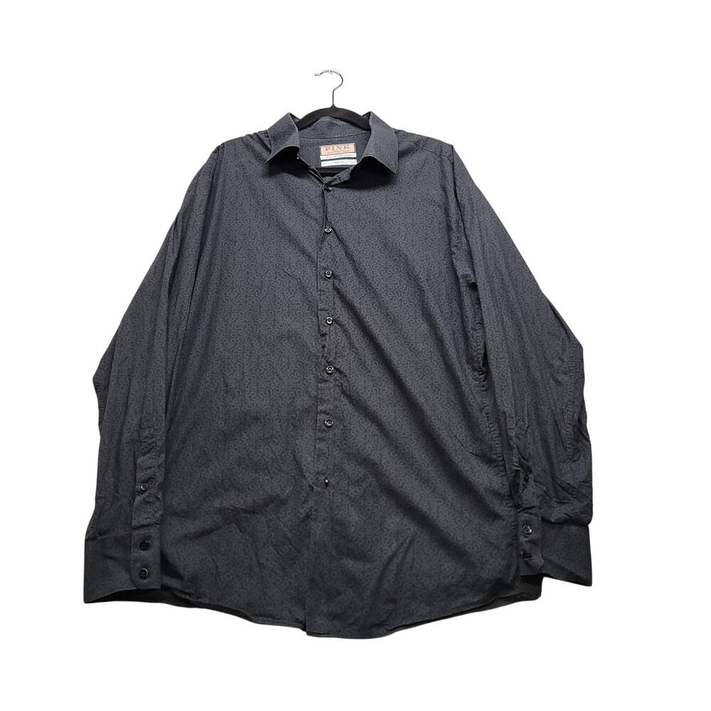Thomas Pink Jermyn Street London Men’s 17.5 Slim Fit Black Paisley Dress Shirt